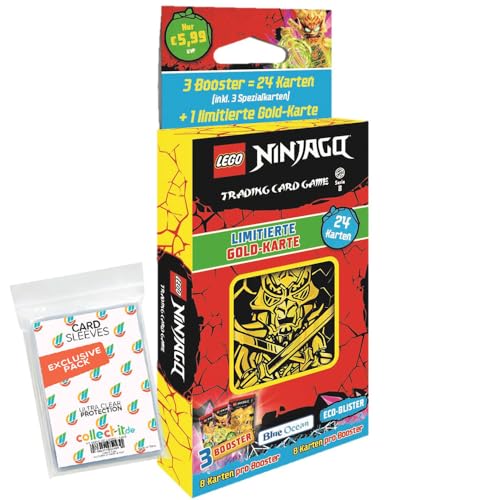 Bundle mit Blue Ocean Lego Ninjago Serie 8 Trading Cards - 1 Gold-Blister (zufällige Auswahl) + Exklusive Collect-it Hüllen von collect-it.de MY HOME OF CARDS + TOYS