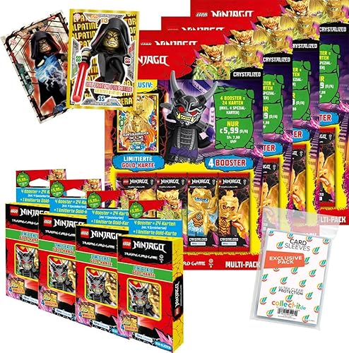 Bundle mit Blue Ocean Lego Ninjago Serie 8 Trading Cards - Alle 4 verschiedenen Blister + alle 4 verschiedenen Multipacks + 2 Limitierte Star Wars Karten + Exklusive Collect-it Hüllen von collect-it.de MY HOME OF CARDS + TOYS
