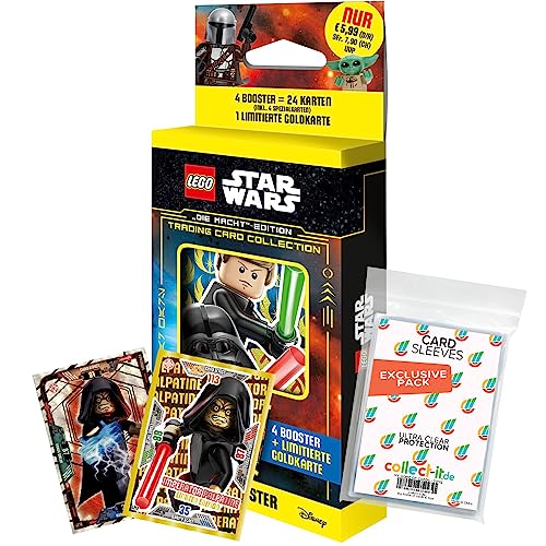 Bundle mit Blue Ocean Lego Star Wars - Serie 4 Trading Cards - 1 Blister (zufällige Auswahl) + 2 Limitierte Star Wars Karten + Exklusive Collect-it Hüllen von collect-it.de MY HOME OF CARDS + TOYS