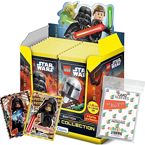 Bundle mit Blue Ocean Lego Star Wars - Serie 4 Trading Cards - 1 Display (36 Booster) + 2 Limitierte Star Wars Karten + Exklusive Collect-it Hüllen von collect-it.de MY HOME OF CARDS + TOYS
