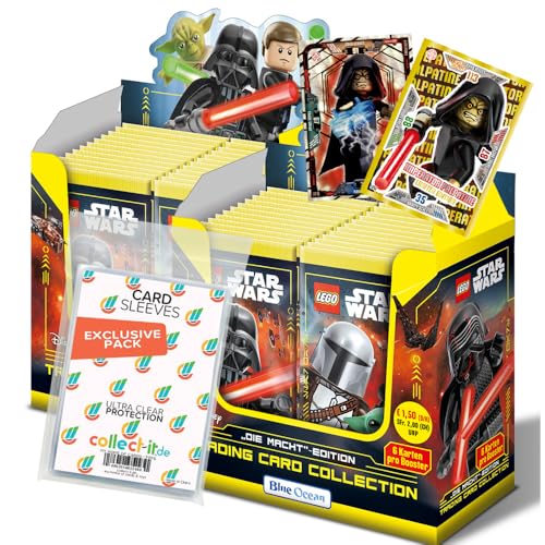 Bundle mit Blue Ocean Lego Star Wars - Serie 4 Trading Cards - 2 Display (72 Booster) + Exklusive Collect-it Hüllen von collect-it.de MY HOME OF CARDS + TOYS
