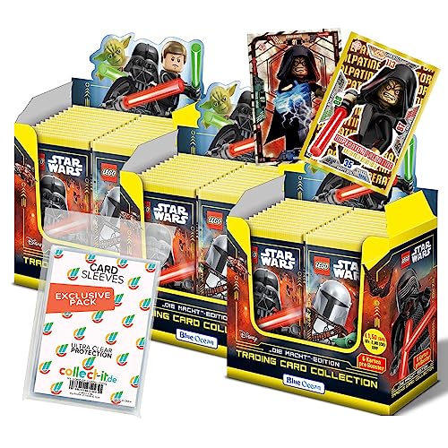 Bundle mit Blue Ocean Lego Star Wars - Serie 4 Trading Cards - 3 Display (108 Booster) + 2 Limitierte Star Wars Karten + Exklusive Collect-it Hüllen von collect-it.de MY HOME OF CARDS + TOYS