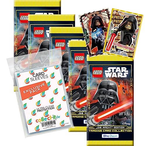 Bundle mit Blue Ocean Lego Star Wars - Serie 4 Trading Cards - 5 Booster + 2 Limitierte Star Wars Karten + Exklusive Collect-it Hüllen von collect-it.de MY HOME OF CARDS + TOYS