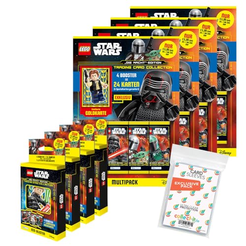 Bundle mit Blue Ocean Lego Star Wars - Serie 4 Trading Cards - Alle 4 verschiedenen Blister + alle 4 verschiedenen Multipacks + Exklusive Collect-it Hüllen von collect-it.de MY HOME OF CARDS + TOYS