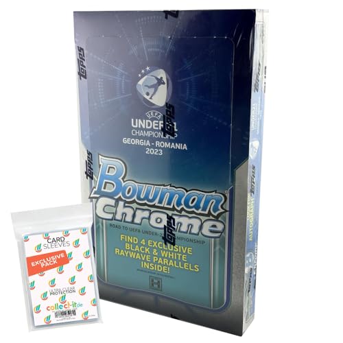 Bundle mit Bowman Chrome Road to 2023 UEFA Under-21 European Championship Fussball 1x Hobby Lite Box + Exklusive Collect-it Hüllen, 4 Exklusive Base B&W Raywave Parallels pro Box von collect-it.de MY HOME OF CARDS + TOYS