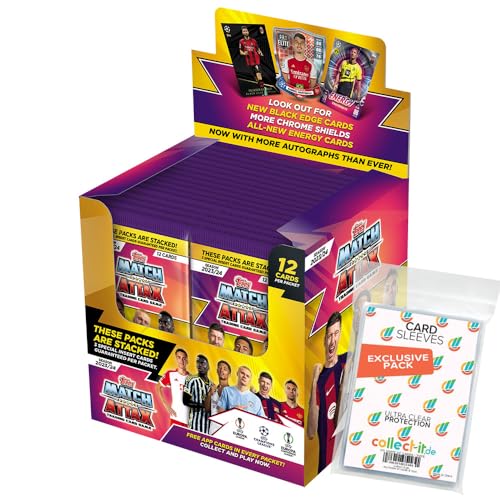 Bundle mit Champions League 2023/24 - Trading Cards - 1 Display (36 Booster) + Exklusive Collect-it Hüllen von collect-it.de MY HOME OF CARDS + TOYS