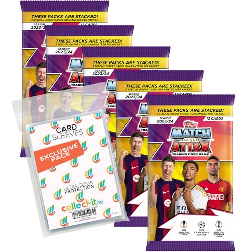 Bundle mit Champions League 2023/24 - Trading Cards - 5 Booster + Exklusive Collect-it Hüllen von collect-it.de MY HOME OF CARDS + TOYS