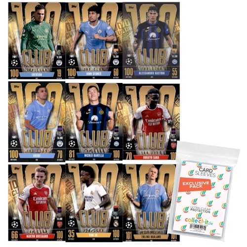 Bundle mit Champions League 2023/24 - Trading Cards - Alle 9 100 Club Karten + Exklusive Collect-it Hüllen von collect-it.de MY HOME OF CARDS + TOYS