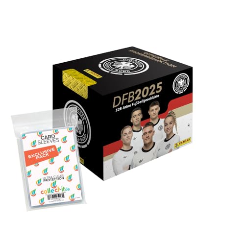 Bundle mit DFB 2025-125 Jahre Fußballgeschichte - Sammelsticker - 1 Display (36 Tüten) + Exklusive Collect-it Hüllen von collect-it.de MY HOME OF CARDS + TOYS