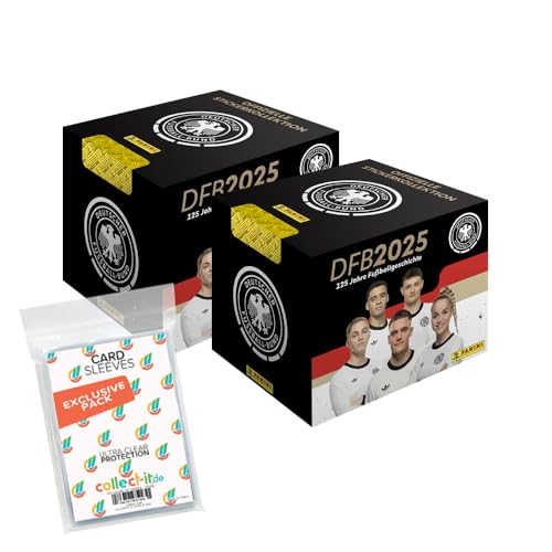 Bundle mit DFB 2025-125 Jahre Fußballgeschichte - Sammelsticker - 2 Displays (72 Tüten) + Exklusive Collect-it Hüllen von collect-it.de MY HOME OF CARDS + TOYS