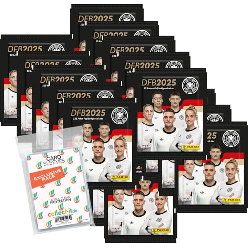 Bundle mit DFB 2025-125 Jahre Fußballgeschichte - Sammelsticker - 20 Tüten + Exklusive Collect-it Hüllen von collect-it.de MY HOME OF CARDS + TOYS
