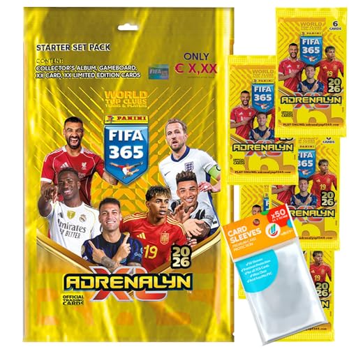 Bundle mit FIFA 365 Adrenalyn XL 2026 Trading Cards + Exklusive Collect-it Hüllen (1 Starter + 5 Booster) von collect-it.de MY HOME OF CARDS + TOYS