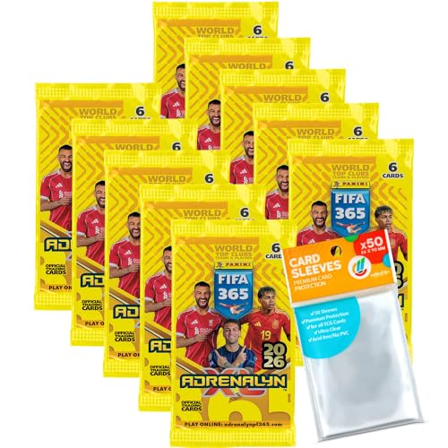 Bundle mit FIFA 365 Adrenalyn XL 2026 Trading Cards - 10 Booster + Exklusive Collect-it Hüllen von collect-it.de MY HOME OF CARDS + TOYS