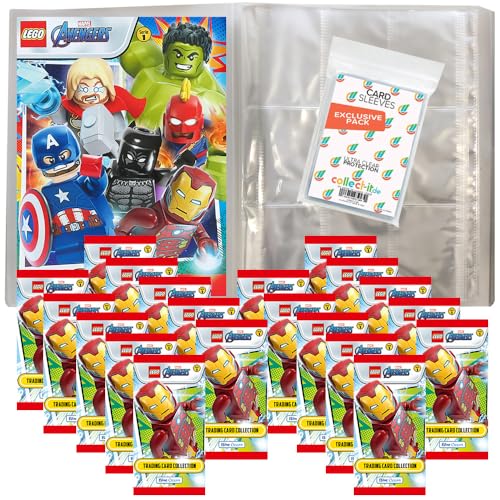 Bundle mit Lego Avengers - Serie 1 Trading Cards - 1 Leere Sammelmappe + 20 Booster + Exklusive Collect-it Hüllen von collect-it.de MY HOME OF CARDS + TOYS