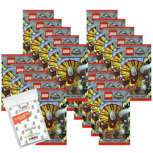 Bundle mit Lego Jurassic World Serie 1 Trading Cards - 20 Booster + Exklusive Collect-it Hüllen von collect-it.de MY HOME OF CARDS + TOYS