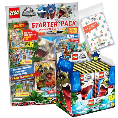 Bundle mit Lego Jurassic World Trading Cards - Serie 2-1 Starter + 1 Display (50 Booster) + Exklusive Collect-it Hüllen von collect-it.de MY HOME OF CARDS + TOYS