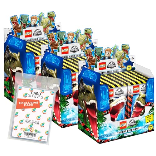 Bundle mit Lego Jurassic World Trading Cards - Serie 2-3 Display (150 Booster) + Exklusive Collect-it Hüllen von collect-it.de MY HOME OF CARDS + TOYS