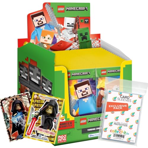 Bundle mit Lego Minecraft Serie 1 Trading Cards - 1 Display (50 Booster) + 2 Limitierte Star Wars Karten + Exklusive Collect-it Hüllen von collect-it.de MY HOME OF CARDS + TOYS