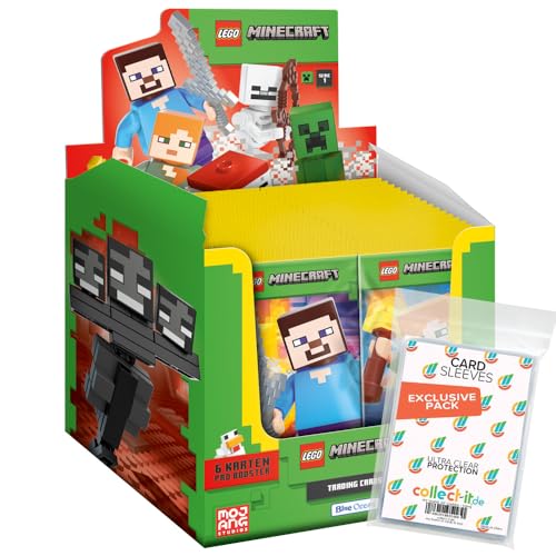 Bundle mit Lego Minecraft Serie 1 Trading Cards - 1 Display (50 Booster) + Exklusive Collect-it Hüllen von collect-it.de MY HOME OF CARDS + TOYS