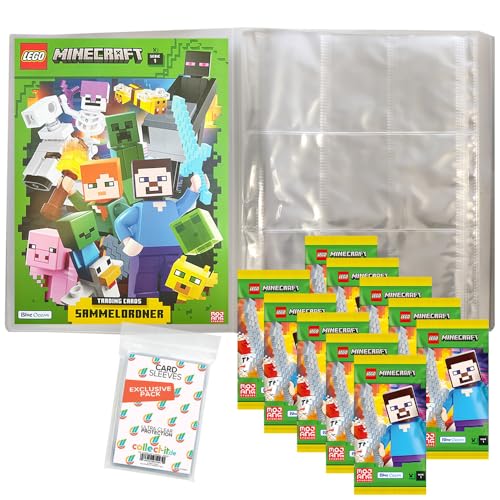 Bundle mit Lego Minecraft Serie 1 Trading Cards - 1 Leere Sammelmappe + 10 Booster + Exklusive Collect-it Hüllen von collect-it.de MY HOME OF CARDS + TOYS