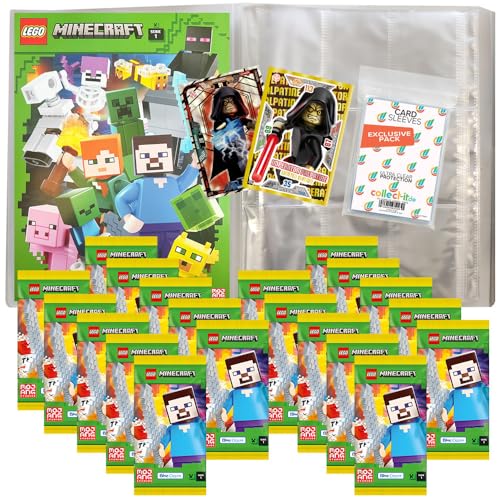 Bundle mit Lego Minecraft Serie 1 Trading Cards - 1 Leere Sammelmappe + 20 Booster + 2 Limitierte Star Wars Karten + Exklusive Collect-it Hüllen von collect-it.de MY HOME OF CARDS + TOYS