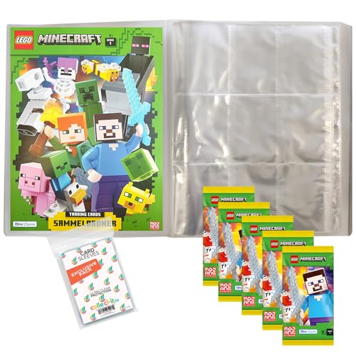 Bundle mit Lego Minecraft Serie 1 Trading Cards - 1 Leere Sammelmappe + 5 Booster + Exklusive Collect-it Hüllen von collect-it.de MY HOME OF CARDS + TOYS