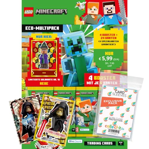 Bundle mit Lego Minecraft Serie 1 Trading Cards - 1 Multipack (zufällige Auswahl) + 2 Limitierte Star Wars Karten + Exklusive Collect-it Hüllen von collect-it.de MY HOME OF CARDS + TOYS
