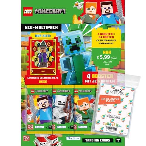 Bundle mit Lego Minecraft Serie 1 Trading Cards - 1 Multipack (zufällige Auswahl) + 2 Limitierte Star Wars Karten + Exklusive Collect-it Hüllen von collect-it.de MY HOME OF CARDS + TOYS