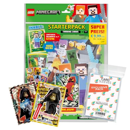 Bundle mit Lego Minecraft Serie 1 Trading Cards - 1 Starter + 2 Limitierte Star Wars Karten + Exklusive Collect-it Hüllen von collect-it.de MY HOME OF CARDS + TOYS