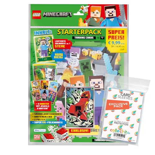 Bundle mit Lego Minecraft Serie 1 Trading Cards - 1 Starter + Exklusive Collect-it Hüllen von collect-it.de MY HOME OF CARDS + TOYS