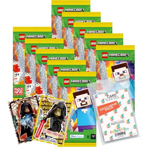 Bundle mit Lego Minecraft Serie 1 Trading Cards - 10 Booster + 2 Limitierte Star Wars Karten + Exklusive Collect-it Hüllen von collect-it.de MY HOME OF CARDS + TOYS