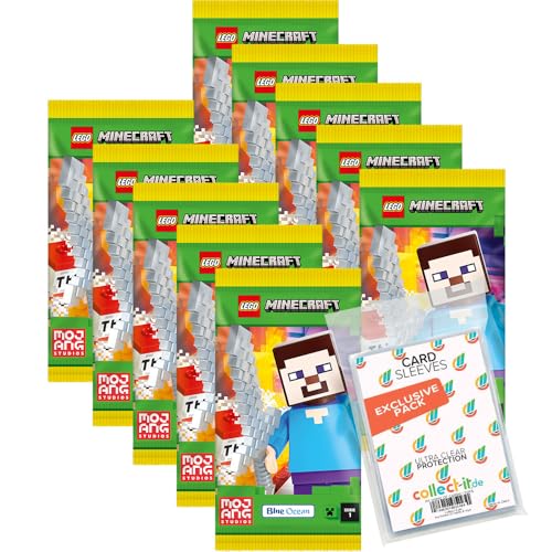 Bundle mit Lego Minecraft Serie 1 Trading Cards - 10 Booster + Exklusive Collect-it Hüllen von collect-it.de MY HOME OF CARDS + TOYS
