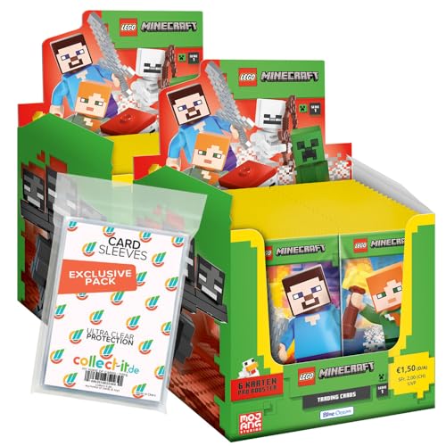 Bundle mit Lego Minecraft Serie 1 Trading Cards - 2 Display (100 Booster) + 2 Limitierte Star Wars Karten + Exklusive Collect-it Hüllen von collect-it.de MY HOME OF CARDS + TOYS