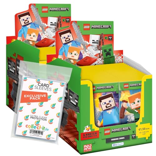 Bundle mit Lego Minecraft Serie 1 Trading Cards - 2 Display (100 Booster) + Exklusive Collect-it Hüllen von collect-it.de MY HOME OF CARDS + TOYS