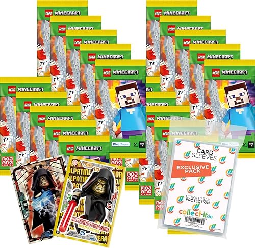 Bundle mit Lego Minecraft Serie 1 Trading Cards - 20 Booster + 2 Limitierte Star Wars Karten + Exklusive Collect-it Hüllen von collect-it.de MY HOME OF CARDS + TOYS