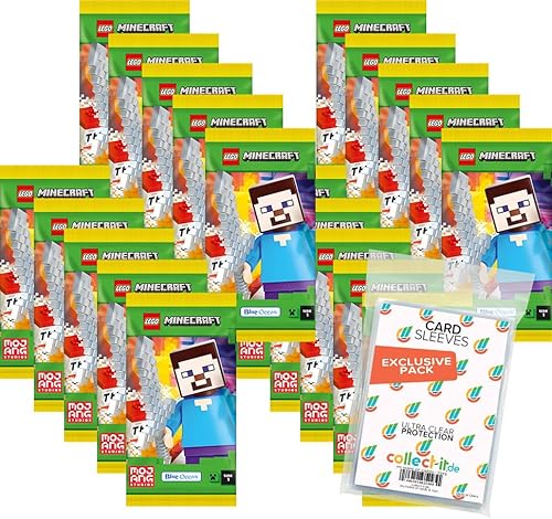 Bundle mit Lego Minecraft Serie 1 Trading Cards - 20 Booster + Exklusive Collect-it Hüllen von collect-it.de MY HOME OF CARDS + TOYS
