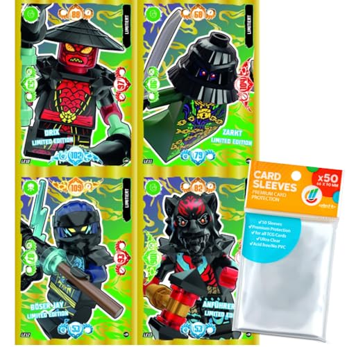 Bundle mit Lego Ninjago - Serie 10 Trading Cards - 4 Verschiedene Limitierte Karten (LE10-LE13) - Deutsch + Exklusive Collect-it Hüllen von collect-it.de MY HOME OF CARDS + TOYS