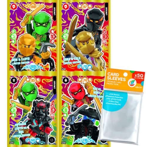Bundle mit Lego Ninjago - Serie 10 Trading Cards - 4 Verschiedene Limitierte Karten (LE29-LE32)- Deutsch + Exklusive Collect-it Hüllen von collect-it.de MY HOME OF CARDS + TOYS