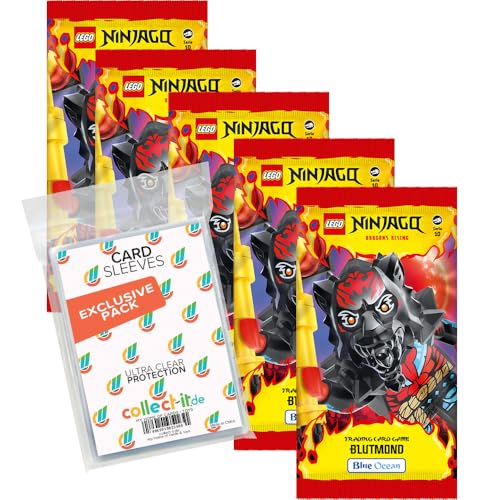 Bundle mit Lego Ninjago Serie 10 BLUTMOND (2025) Trading Cards - 5 Booster + Exklusive Collect-it Hüllen von collect-it.de MY HOME OF CARDS + TOYS