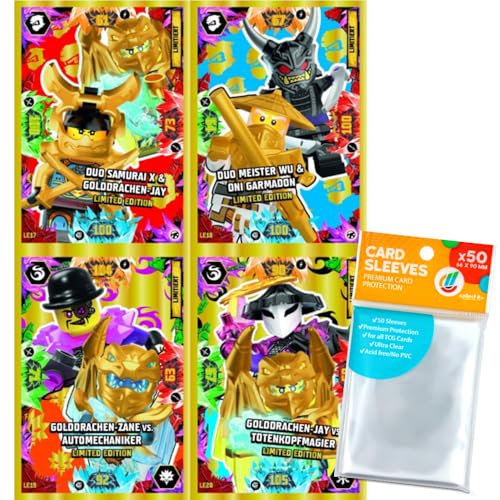 Bundle mit Lego Ninjago - Serie 8 Next Level Trading Cards - 4 Verschiedene Limitierte Karten (LE17-LE20) - Deutsch + Exklusive Collect-it Hüllen von collect-it.de MY HOME OF CARDS + TOYS