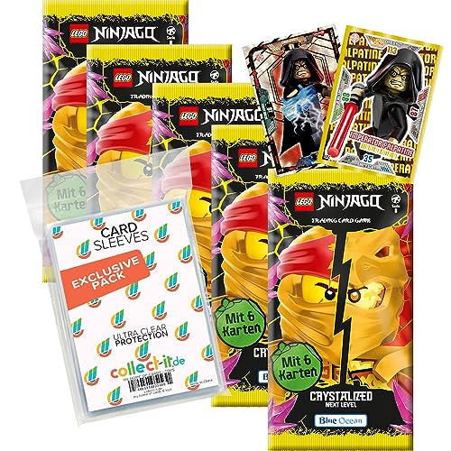 Bundle mit Lego Ninjago Serie 8 Next Level Trading Cards - 5 Booster + 2 Limitierte Star Wars Karten + Exklusive Collect-it Hüllen von collect-it.de MY HOME OF CARDS + TOYS