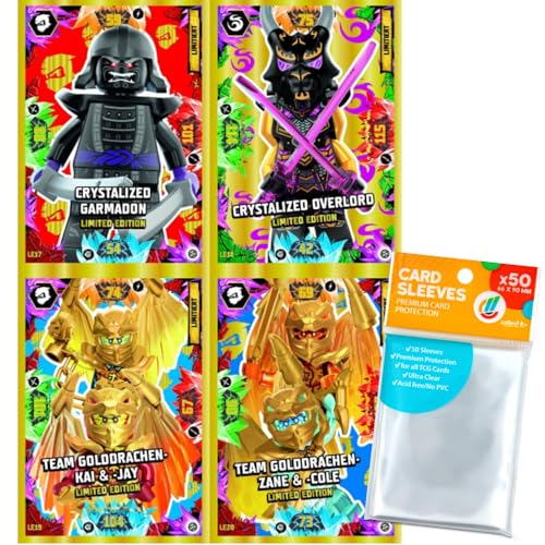 Bundle mit Lego Ninjago - Serie 8 Trading Cards - 4 Verschiedene Limitierte Karten (LE17-LE20)- Deutsch + Exklusive Collect-it Hüllen von collect-it.de MY HOME OF CARDS + TOYS