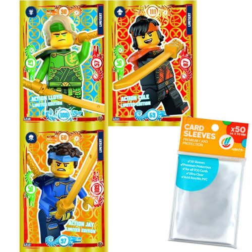 Bundle mit Lego Ninjago - Serie 9 Next Level Trading Cards - 3 Verschiedene Limitierte Karten (LE10-LE12) - Deutsch + Exklusive Collect-it Hüllen von collect-it.de MY HOME OF CARDS + TOYS