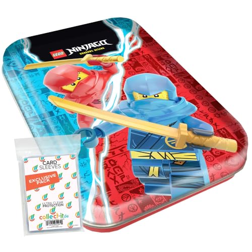 Bundle mit Lego Ninjago Serie 9 Trading Cards - 1 Mini Tin Box Rot + Exklusive Collect-it Hüllen von collect-it.de MY HOME OF CARDS + TOYS