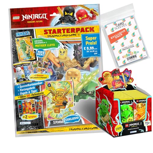 Bundle mit Lego Ninjago Serie 9 Trading Cards - 1 Starter + 1 Display (50 Booster) + Exklusive Collect-it Hüllen von collect-it.de MY HOME OF CARDS + TOYS