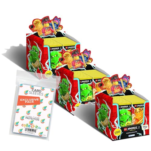 Bundle mit Lego Ninjago Serie 9 Trading Cards - 3 Display (150 Booster) + Exklusive Collect-it Hüllen von collect-it.de MY HOME OF CARDS + TOYS