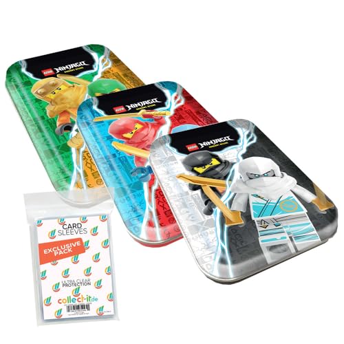Bundle mit Lego Ninjago Serie 9 Trading Cards - Alle 3 verschiedenen Mini Tin Boxen + Exklusive Collect-it Hüllen von collect-it.de MY HOME OF CARDS + TOYS