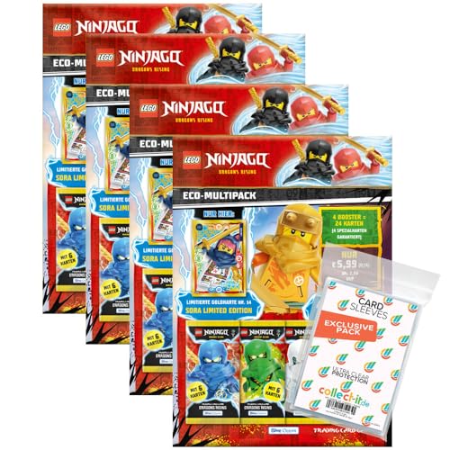 Bundle mit Lego Ninjago Serie 9 Trading Cards - Alle 4 verschiedenen Multipacks + Lego Ninjago Serie 5 XXL6 Karte + Exklusive Collect-it Hüllen von collect-it.de MY HOME OF CARDS + TOYS