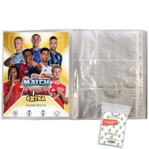 Bundle mit Match Attax Champions League 2024/25 EXTRA - Trading Cards - 1 Leere Sammelmappe + Exklusive Collect-it Hüllen, passende Sammelmappe für Ihre Karten von collect-it.de MY HOME OF CARDS + TOYS