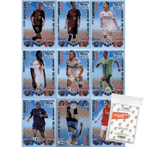 Bundle mit Match Attax Champions League 2024/25 EXTRA - Trading Cards - Alle 9 UWCL Woman of The Match Heritage Karten + Exklusive Collect-it Hüllen Bundle mit Match Attax Champions League 2024/25 EXTRA - Trading Cards - Alle 9 UWCL Woman of The Match Heritage Karten + Exklusive Collect-it Hüllen von collect-it.de MY HOME OF CARDS + TOYS